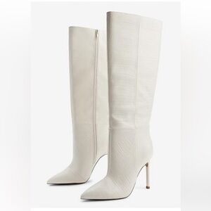 Express Croc-Embossed Knee High Boots